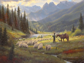 He Leadeth Me Keathley sheep Oil Paintings